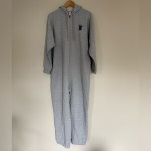 Savage X Fenty Women’s Forever Grey Zip-Front One-Piece Hooded Jumpsuit Sz L